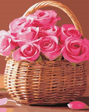 Картина за номерами. Rainbow Art "Кошик рожевих троянд" GX34808-RA GX34808-RA фото