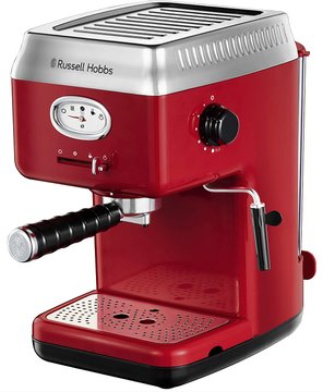Кофеварка Russell Hobbs рожковая Retro, 1.1л, молотая, капучинатор, красный 28250-56 фото