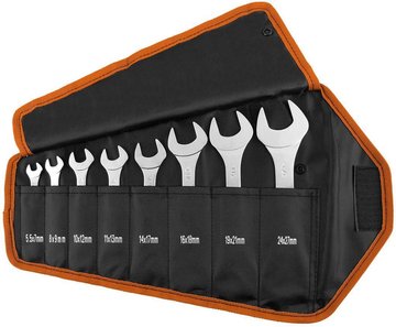 Ключи гаечные Neo Tools, двойные, 5.5-27 мм, набор 8 шт., супертонкие, чехол полиэстер 420D (09-860) 09-860 фото