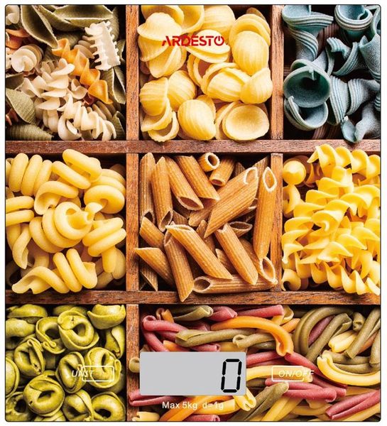 Весы Ardesto кухонные PASTA, 5кг, 2хААА в комплекте, стекло, разноцветный (SCK-893PASTA) SCK-893PASTA фото