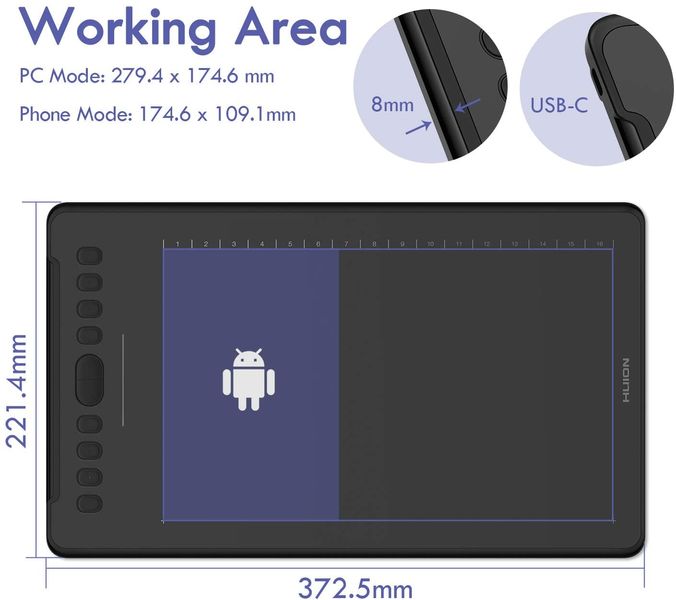 Графічний планшет Huion 11"x6.8" H1161 USB-Cчорний H1161 фото