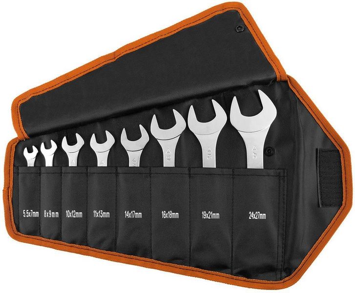 Ключі гайкові Neo Tools, подвійні, 5.5-27 мм, набір 8 шт., супертонкі, чохол поліестер 420D (09-860) 09-860 фото