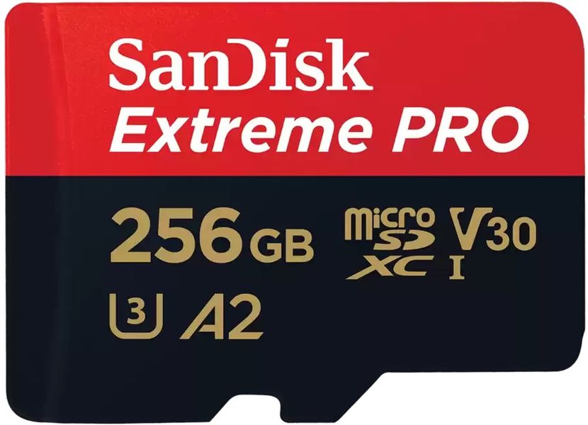 Карта пам'яті SanDisk microSD 256GB C10 UHS-I U3 R200/W140MB/s Extreme Pro V30 + SD (SDSQXCD-256G-GN6MA) SDSQXCD-256G-GN6MA фото