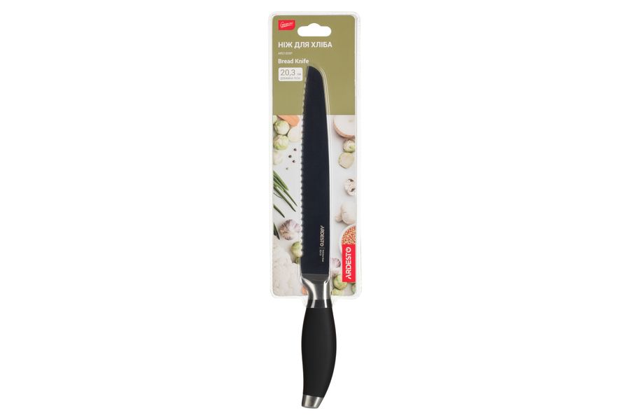 Кухонный нож для хлеба Ardesto Gemini 20,3 см, черный, нерж.сталь, пластик AR2132SP фото