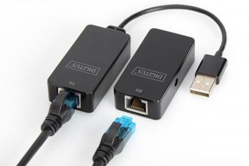 Удлинитель DIGITUS USB 2.0 - UTP Cat5, 50м, черный - Уцінка DA-70141 фото