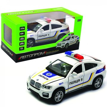 Колекційна іграшкова машина BMW X6 "Поліція" "АВТОПРОМ" інерційна (7844-1) 7844-1 фото