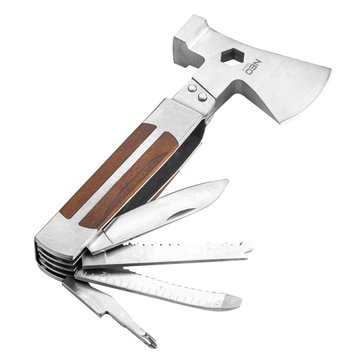 Мультитул Neo Tools, 11в1, молоток, топор, гаечный ключ, рулетка, отвертка SL и PH, скребок, пила, напильник, нож, консервный нож, чехол (63-112) 63-112 фото