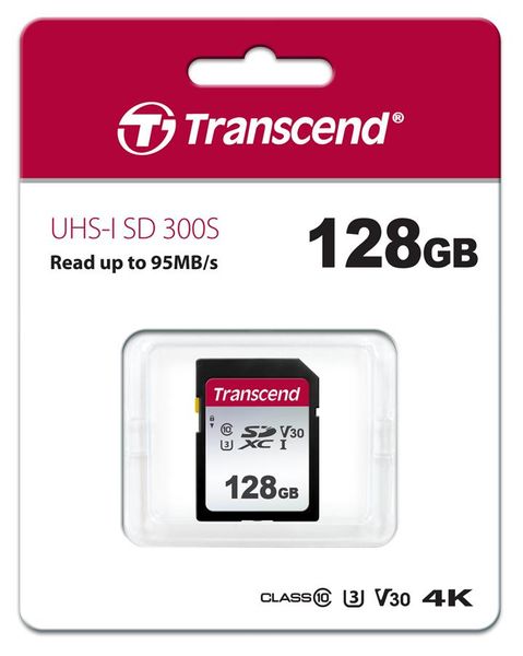 Карта памяти Transcend 128GB SDXC C10 UHS-I R100 / W40MB / s (TS128GSDC300S) TS128GSDC300S фото