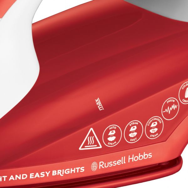 Утюг Russell Hobbs Light & Easy Brights Apple, 2600Вт, 240мл, паровой удар –115гр, постоянная пара – 35гр, керам. подошва, красный (26481-56) 26481-56 фото