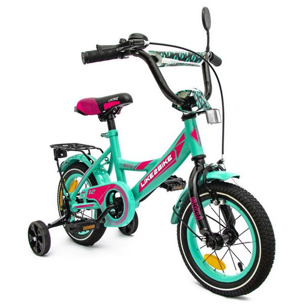 Велосипед детский 2-х колесный 12'' 211204 Like2bike Sky, бирюзовый, рама сталь, со звонком 211216 фото