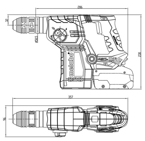 Перфоратор Metabo KH 18 LTX BL 24 Q SET ISA аккумуляторный, LiHD, 18В 2*5.5Ач, SDS-plus, 2.2Дж, 3 режима, 0-1280об/мин, устройство для удаления пыли metaBOX 185L, (601714930) 601714930 фото