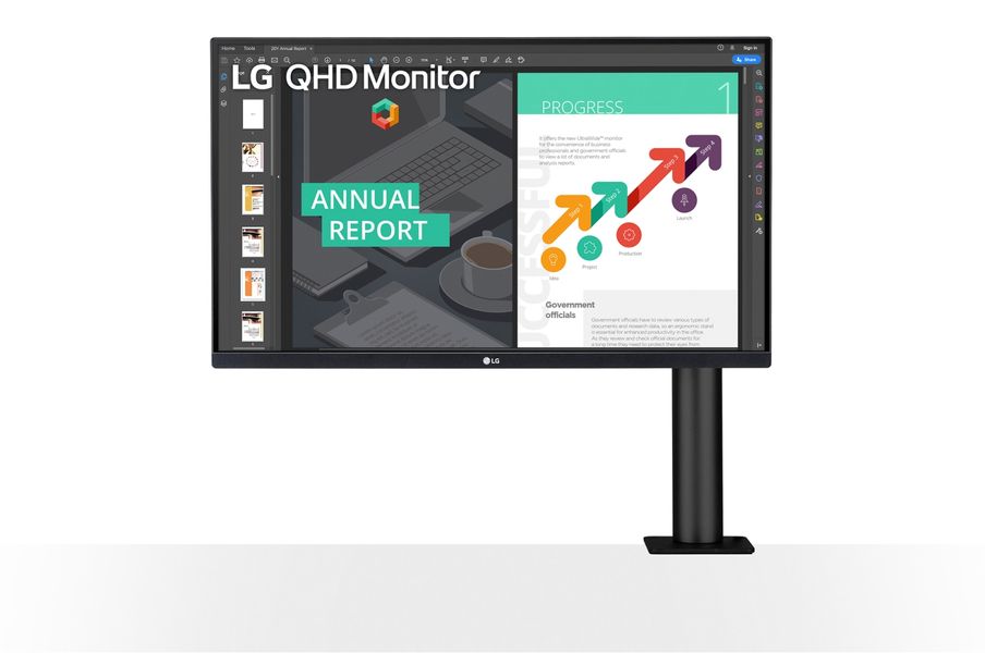 Монитор LG 27" 2x HDMI, DP, USB-C, MM, IPS, 2560x1440, 75Hz, 99% sRGB, FreeSync, Pivot, HDR10 (27QN880-B) 27QN880-B фото
