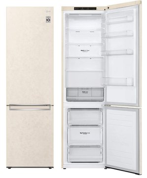 Холодильник LG з нижн. мороз., 203x60х68, холод.відд.-277л, мороз.відд.-107л, 2дв., А+, NF, інв., диспл внутр., зона св-ті, бежевий - Уцінка GC-B509SECL фото