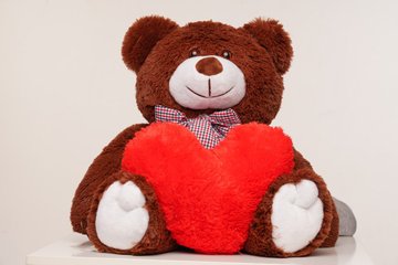 Плюшевый медведь с сердечком Yarokuz Джимми 90 см Шоколадный (YK0029) YK0029 фото