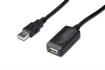 Кабель DIGITUS USB 2.0 (AM/AF) активный удлинитель 25м, черный - Уцінка DA-73103 фото