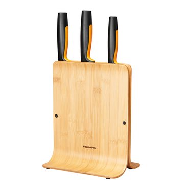 Набір ножів Fiskars Functional Form з бамбуковою підставкою, 3 шт (1057553) 1057553 фото
