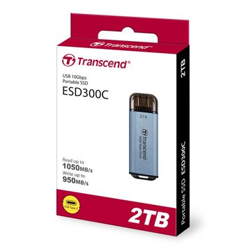 Портативный SSD Transcend 2TB USB 3.1 Gen 2 Type-C ESD300 Blue (TS2TESD300C) TS2TESD300C фото