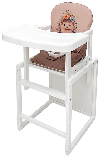Стільчик-трансформер Babyroom Пеппі-240 білий капучино / шоколад (їжачок, квіти) (681002) 681002 фото