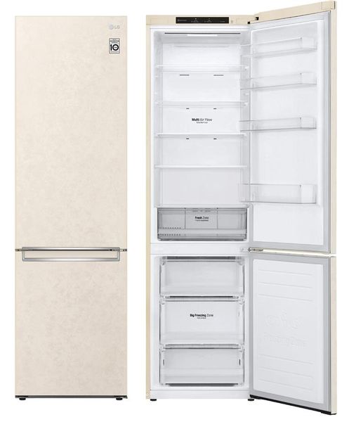 Холодильник LG з нижн. мороз., 203x60х68, холод.відд.-277л, мороз.відд.-107л, 2дв., А+, NF, інв., диспл внутр., зона св-ті, бежевий - Уцінка GC-B509SECL фото