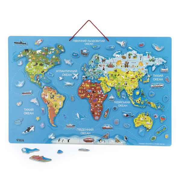 Пазл магнітний Viga Toys Карта світу з маркерною дошкою, українською мовою (44508) 44508 фото