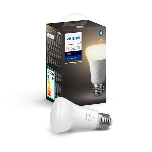 Лампа умная Philips Hue E27, 9W(60Вт), 2700K, White, ZigBee, Bluetooth, дымирование 929001821618 фото