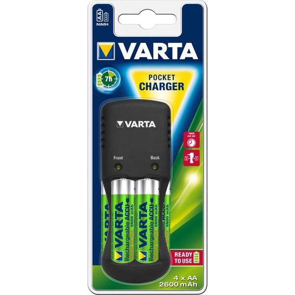 Зарядное устройство VARTA Pocket Charger + 4AA 2600 mAh NI-MH (57642101471) 57642101471 фото