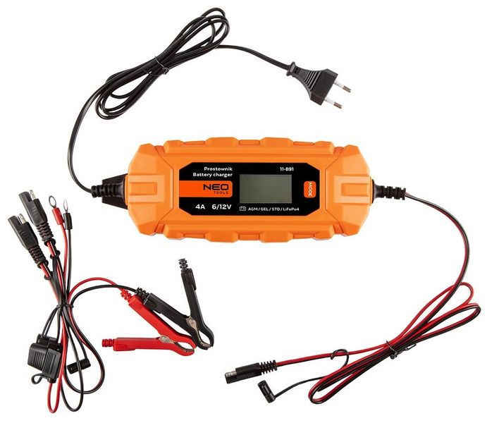 Зарядное устройство для Neo Tools, 4A/70Вт, 3-120Аг, для STD/AGM/GEL/LiFePO4 аккумуляторов (11-891) 11-891 фото