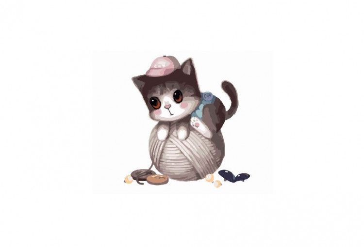 Картина за номерами. Brushme "Маленький котик з клубком" GX8400, 40х50 см GX8400 фото