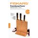 Набір ножів Fiskars Functional Form з бамбуковою підставкою, 3 шт (1057553)