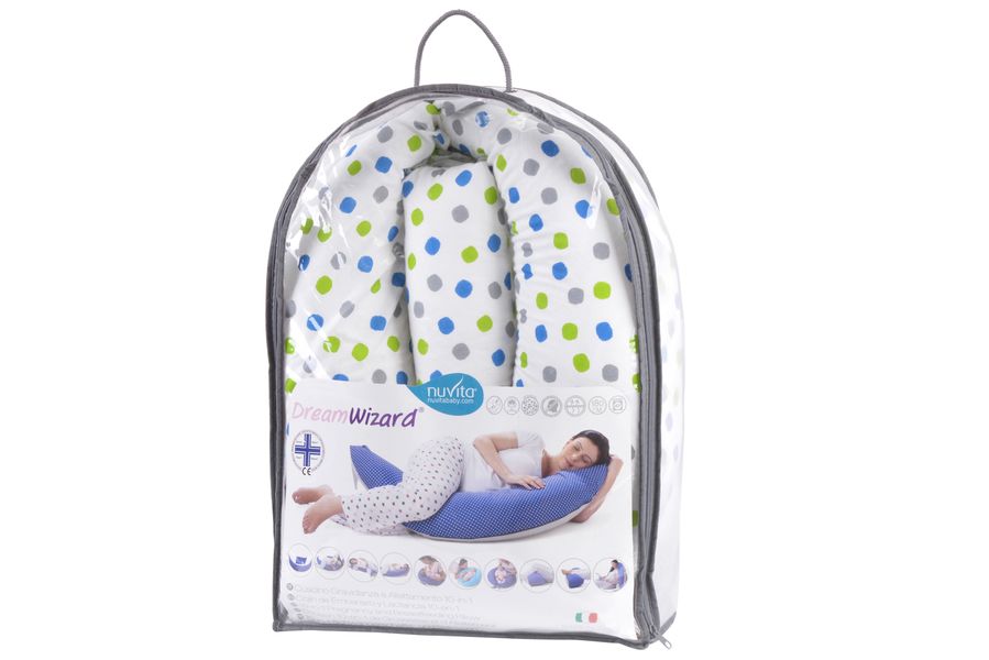 Подушка для вагітних 10 в 1 Nuvita DreamWizard (біла з точками) NV7100DOTS NV7100 фото