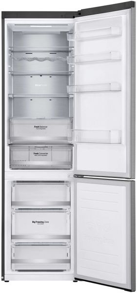 Холодильник LG з нижн. мороз., 203x60х68, холод.відд.-277л, мороз.відд.-107л, 2дв., А++, NF, інв., диспл зовн., зона св-ті, Metal Fresh, сріблястий (GW-B509SMUM) GW-B509SMUM фото