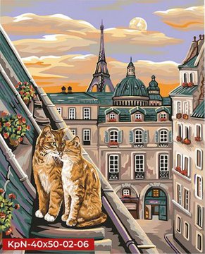 Картина по номерам "Коты на крыше" Danko Toys 40x50 см Картина по номерам. "Коты на крыше" 40*50см (KpNe-40х50-02-06) KpNe-40х50-02-06 фото
