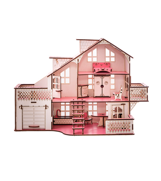 Детский кукольный дом с гаражом В011 и подсветкой Кукольный дом с гаражом и подсветкой 57х27х35 В011 B011 фото