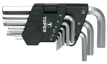 Ключи шестигранные TOPEX, набор 9 ед., 1.5-10 мм, короткие (35D955) 35D955 фото
