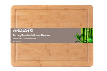Дошка кухонна Ardesto Midori з жолобом, 40*30*1.9 см, бамбук AR1440BG фото