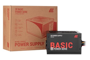 Блок питания 2E Basic Power (400W), 80%, 120mm, 1xMB 24pin(20+4), 1xCPU 8pin(4+4), 3xMolex, 4xSATA, 1xPCIe 8pin(6+2) (2E-BP400-120APFC) 2E-BP400-120APFC фото