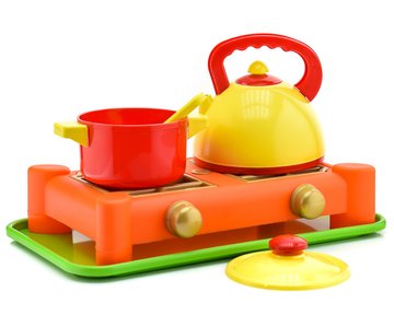 Детская игрушечная газовая плита 70408 с посудой 70408 фото