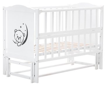 Ліжко Babyroom Тедді Т-02 фігурний бильце, маятник поздовжній, відкидний бік, білий (625850) 625850 фото
