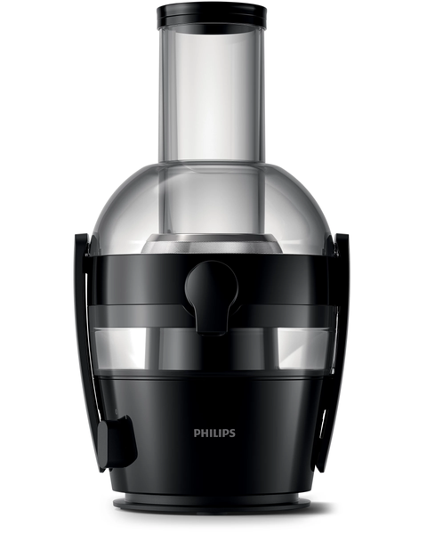 Соковыжималка Philips Viva Collection центробежная, 800Вт, чаша-2л, жмых-1.2л, желоб на целое яблоко, пластик, черный HR1855/70 фото