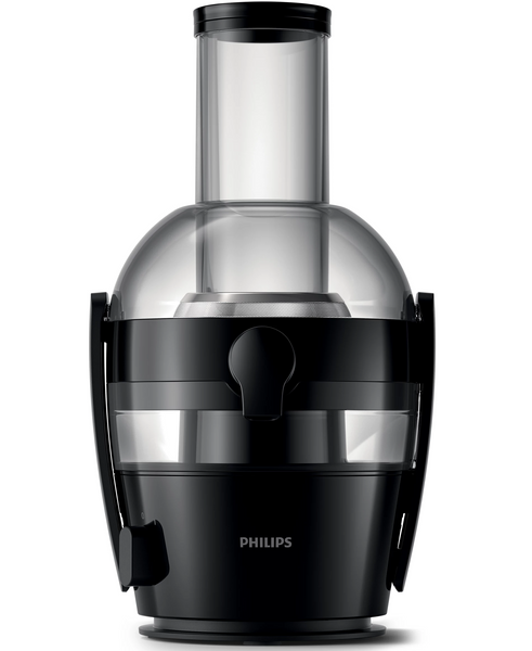 Соковыжималка Philips Viva Collection центробежная, 800Вт, чаша-2л, жмых-1.2л, желоб на целое яблоко, пластик, черный HR1855/70 фото