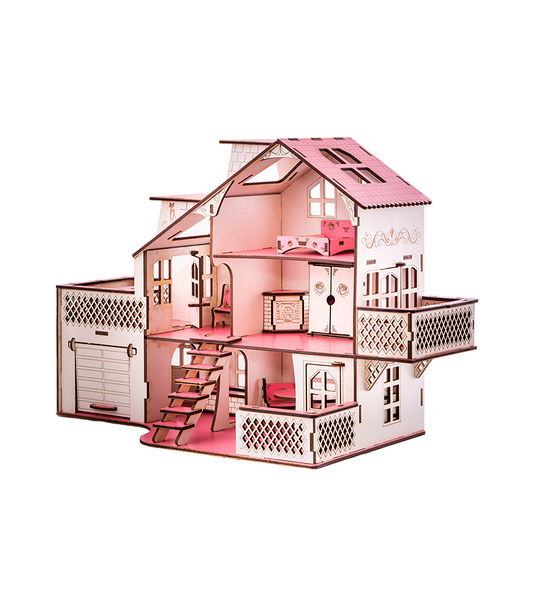 Дитячий ляльковий будинок з гаражем В011 та підсвічуванням 57х27х35 B011 фото