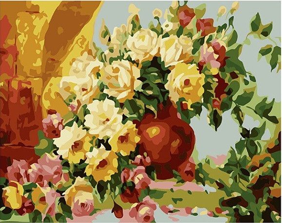Картина по номерам. Brushme "Цветы в вазе на столе" (GX7265) GX7265 фото