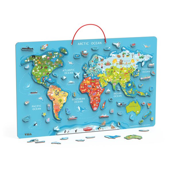 Пазл магнітний Viga Toys Карта світу з маркерною дошкою, англійською (44508EN) 44508EN фото