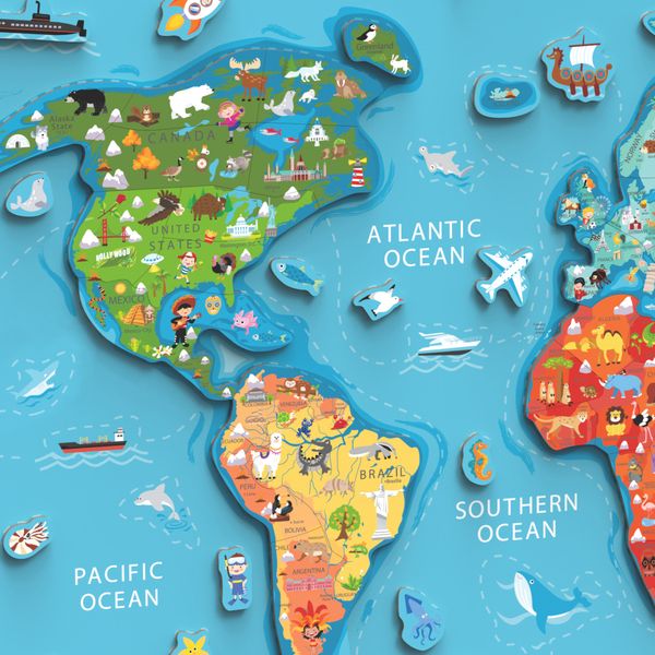 Пазл магнитный Viga Toys Карта мира с маркерной доской на английском (44508EN) 44508EN фото