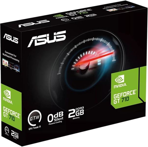 Видеокарта ASUS GeForce GT710 2GB GDDR3 silent GT710-SL-2GD3-BRK-EVO (90YV0I70-M0NA00) 90YV0I70-M0NA00 фото