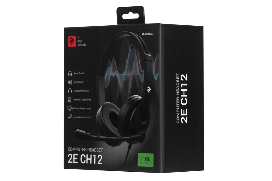 Гарнітура для ПК 2E CH12, On-Ear, USB - Уцінка 2E-CH12SU фото