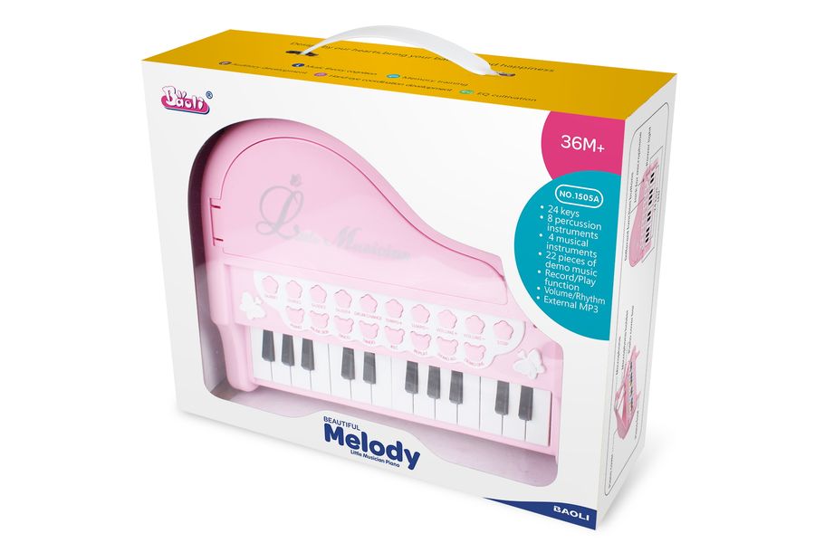 Детское пианино синтезатор Baoli "Маленький музикант" с микрофоном 24 клавиши (розовый) BAO-1505B-B фото