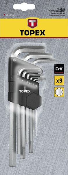 Ключі шестигранні TOPEX, набір 9 од., 1.5-10 мм, довгі (35D956) 35D956 фото