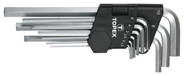 Ключи шестигранные TOPEX, набор 9 ед., 1.5-10 мм, длинные (35D956) 35D956 фото