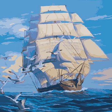 Картина за номерами. Морський пейзаж "На всіх вітрилах" , 40х50 см (KHO2708) KHO2708 фото